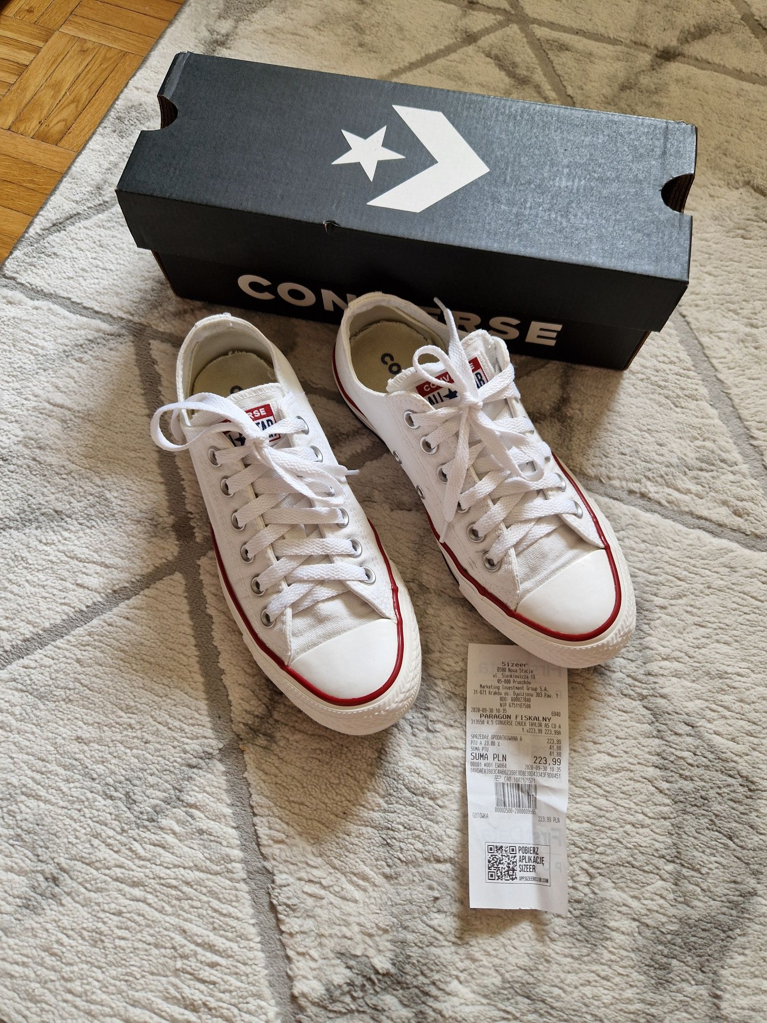 Damskie/młodzieżowe BIAŁE trampki firmy CONVERSE roz 37