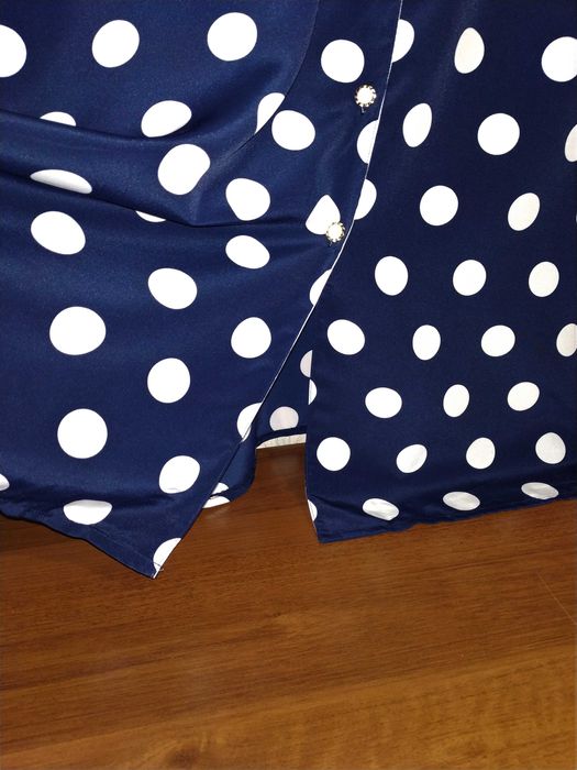 Платье женское  летнее синее в  горошек горох большой размер 60 б/у