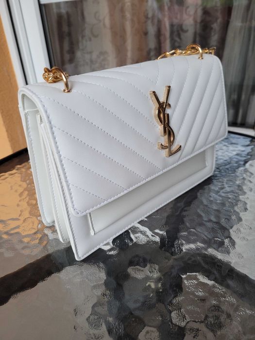 Biała damska skórzana torebka