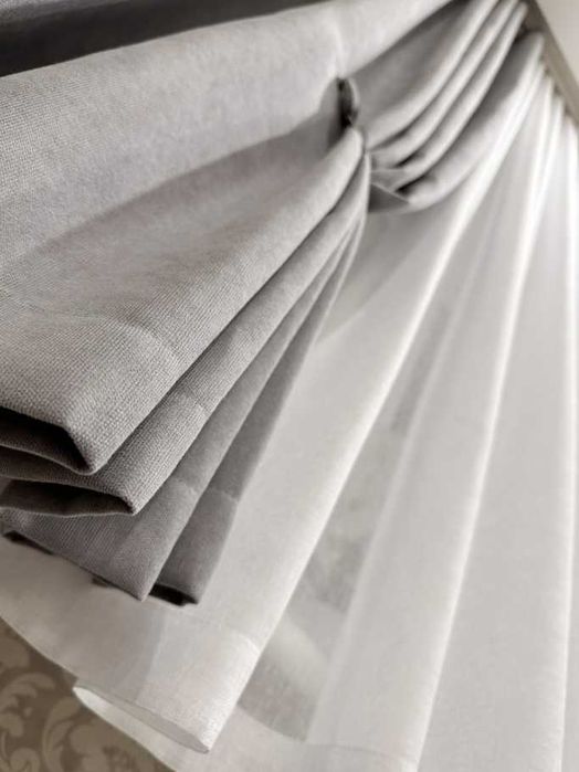 тюль льон і штори мікровелюр короткі висотою 1,7 метрів