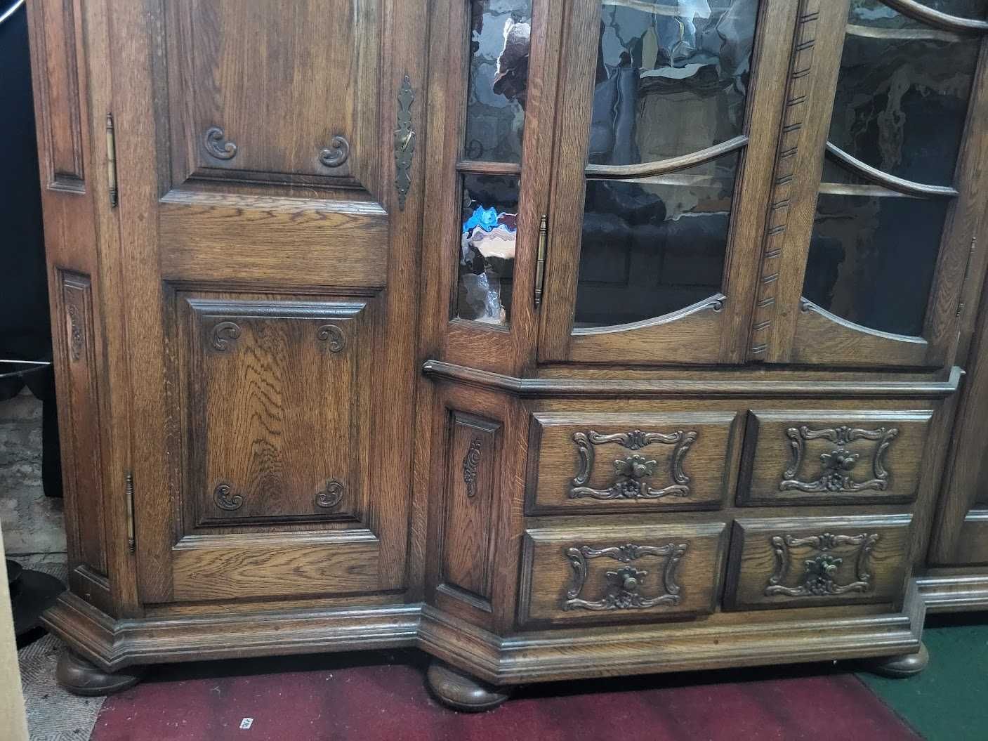 Piękny kredens dębowy lity ciemny dąb biblioteka massiv