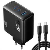 [Novo] Carregador USB 100W GaN, 3 USB, Fast Charge!