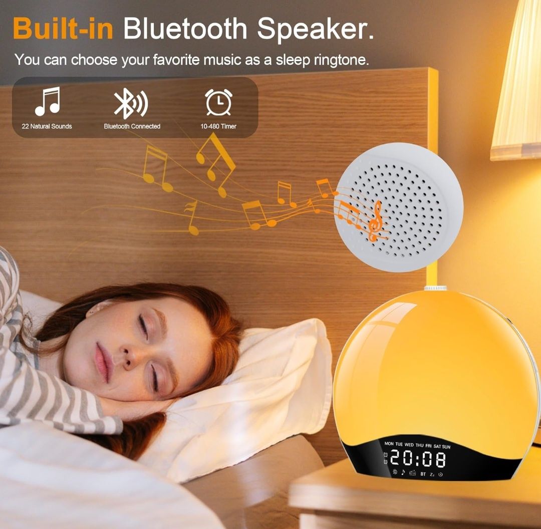 Budzik świetlny z głośnikiem Bluetooth