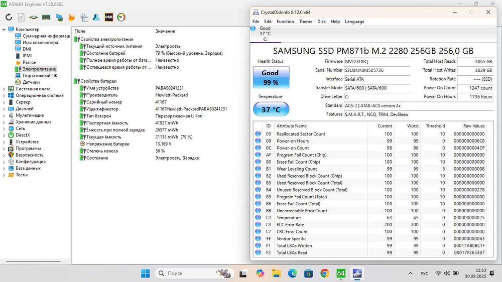 Недорогой бизнес ноутбук HP 15-db0066wm 8/256Gb Ryzen 3 2200U
