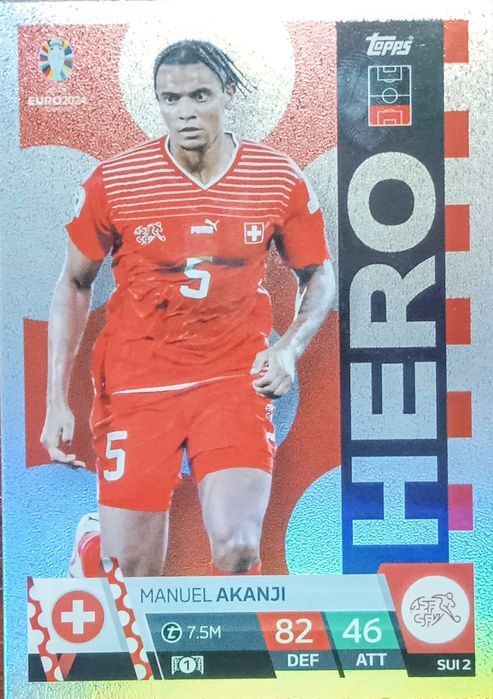 Carta Match Attax Euro 2024 Manuel Akanji Hero SUI 2