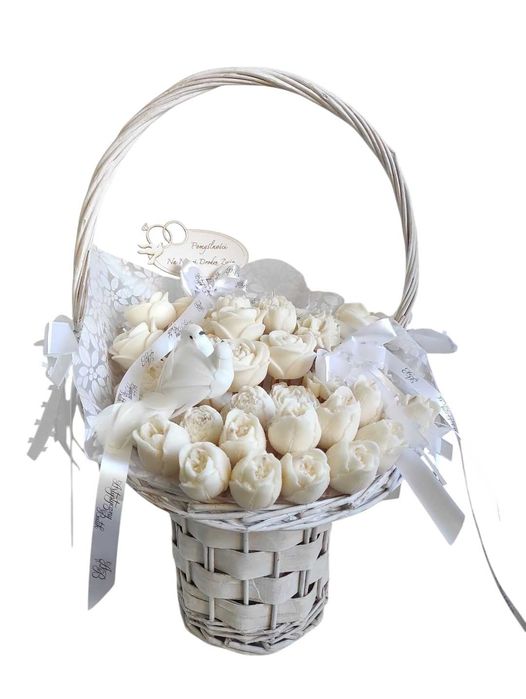 Wielki Kosz świec sojowych ŚLUB flower box