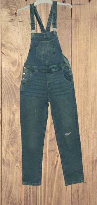 Ogrodniczki jeansowe spodnie bawełna + elastan zwężane S/M / 327O