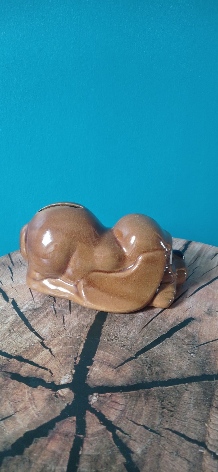Vintage ceramiczny piesek skarbonka