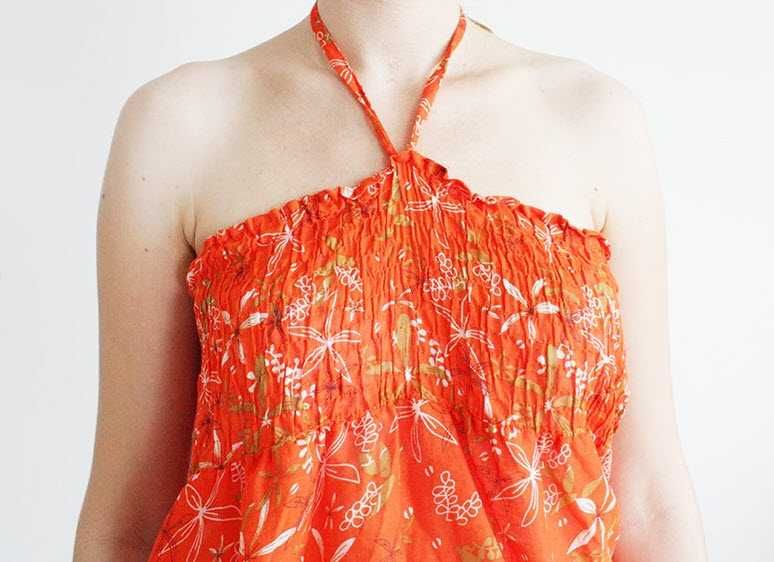 Пляжное платье, коттон, оранжевый, s/m