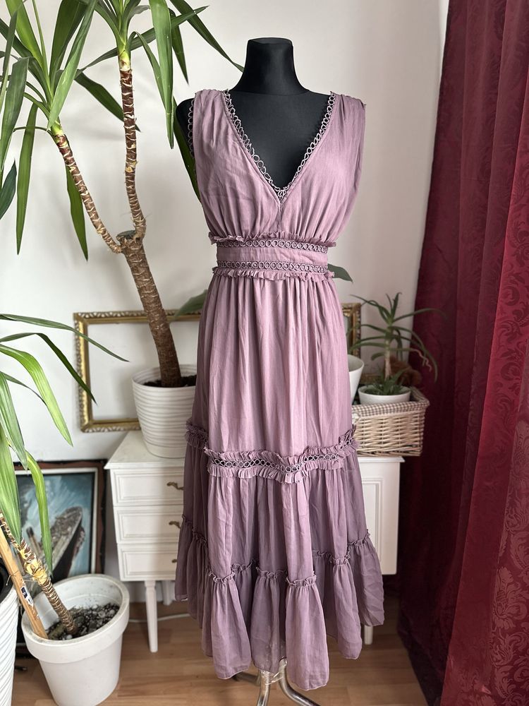 szyfonowa sukienka midi midaxi 3 xl 46 44 xxl asos luxe wrzosowa