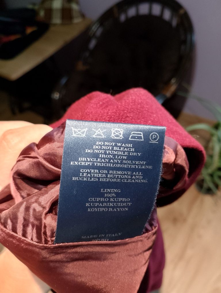 Burgundowa Wełniana Spódnica Burberry London