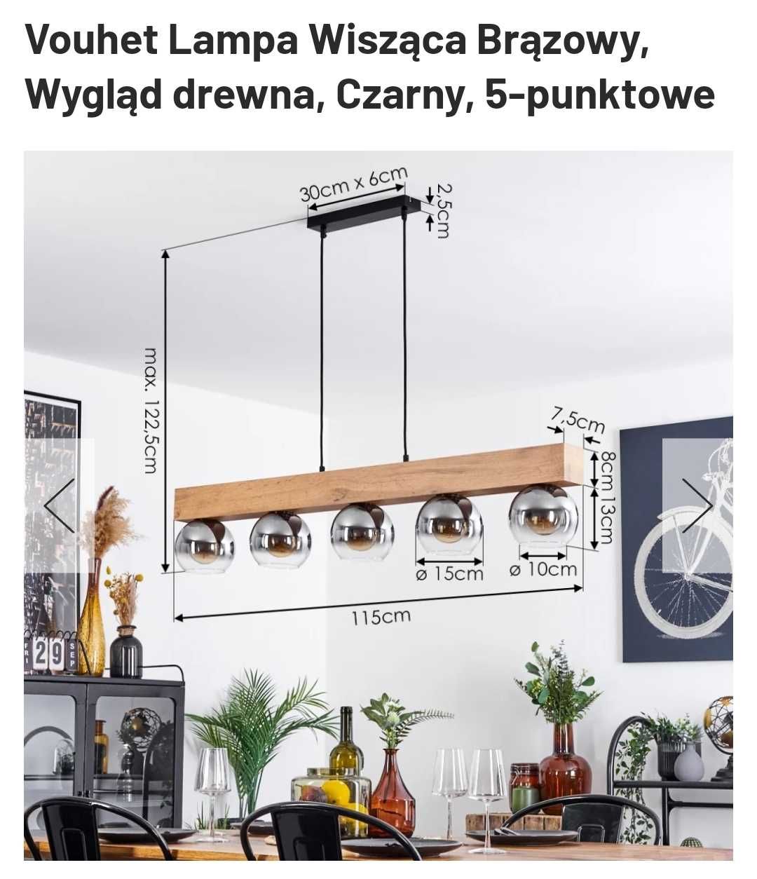 Lampa wisząca stołowa 5-punktowa