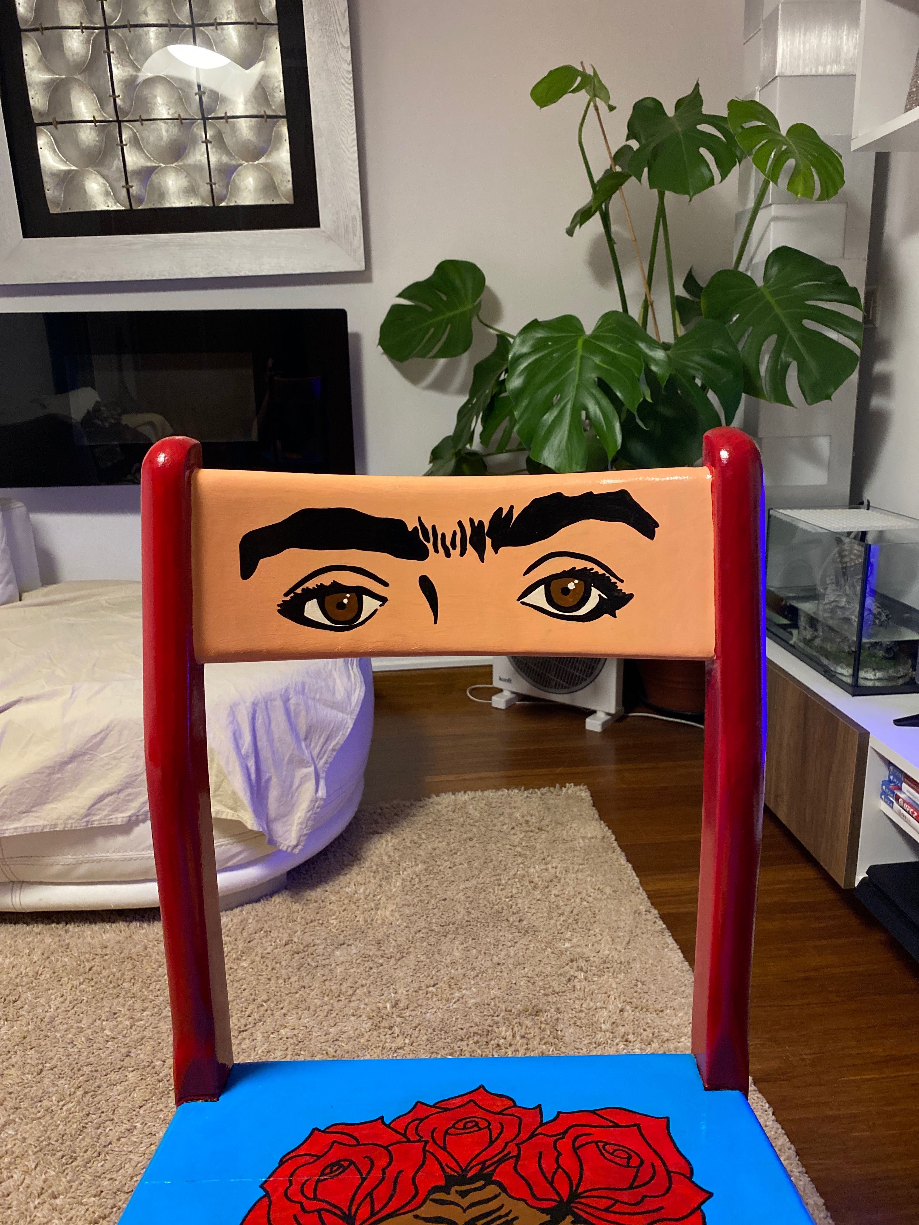 Cadeira Pintada à Mão Frida Kahlo
