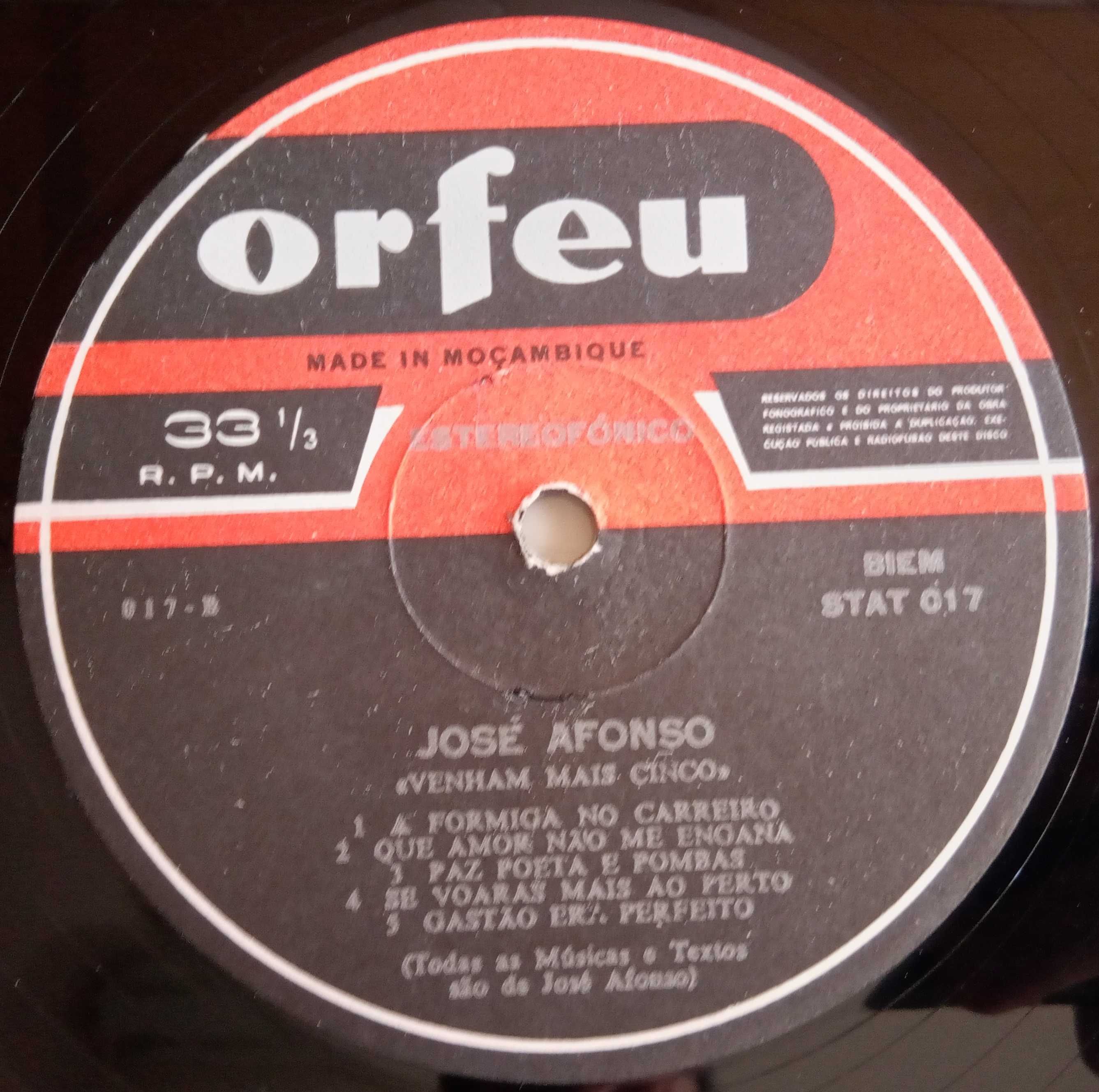 José Afonso	- - - - -		Venham Mais Cinco	- - - - -	LP