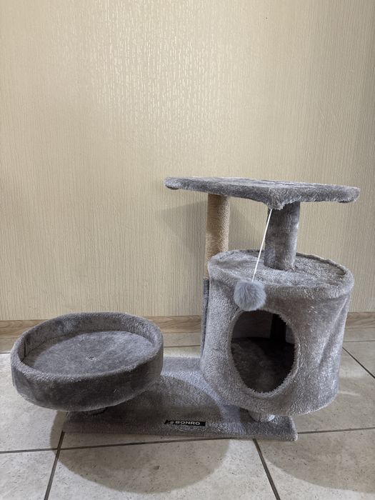 Когтеточка-будиночок для кота BONRO 3-в-1 (лежанка, будиночок, іграшка