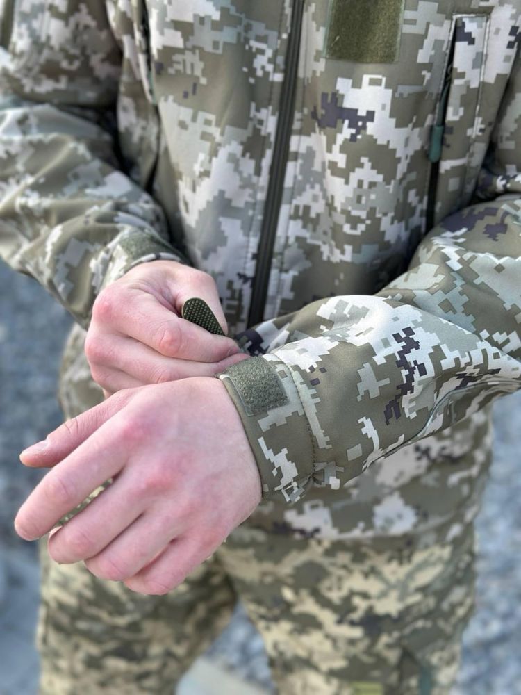 Тактична військова куртка софтшел піксель ЗСУ 44-66 розмір весна-осінь