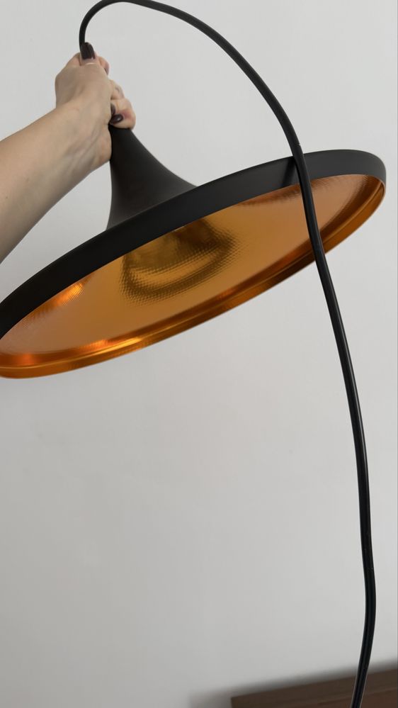 Lampa klosz dzwon miedziana czarna design