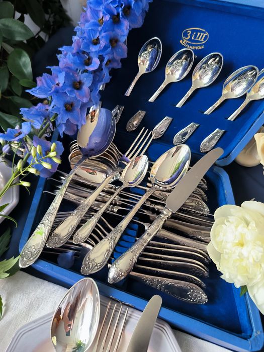 Мельхиор покрытие серебро столовые приборы Classic 6песон 24 прибора