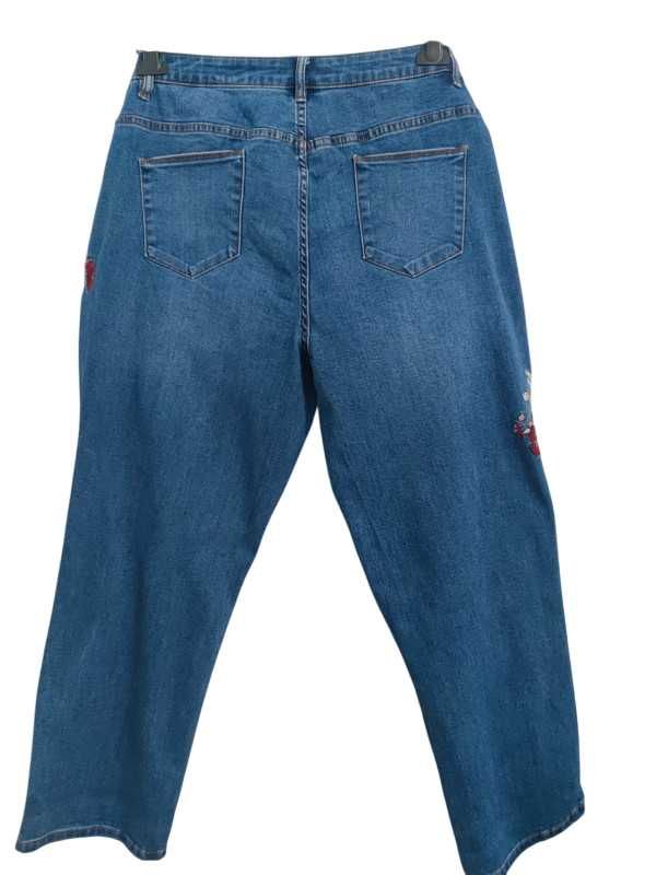 Spodnie EVANS zdobione jeans kwiatki wyszywane plus size