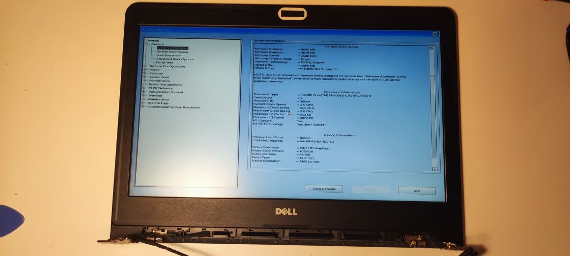 Matryca dell latitude 3540