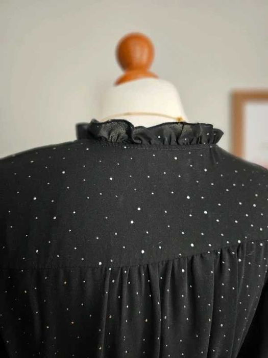 Sukienka damska czarna srebrne kropki święta sylwester Apricot M 38