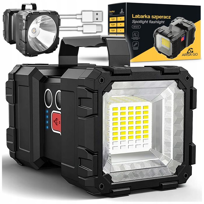 LATARKA LED Akumulatorowa Mocna Szperacz 7 TRYBÓW Powerbank CREE