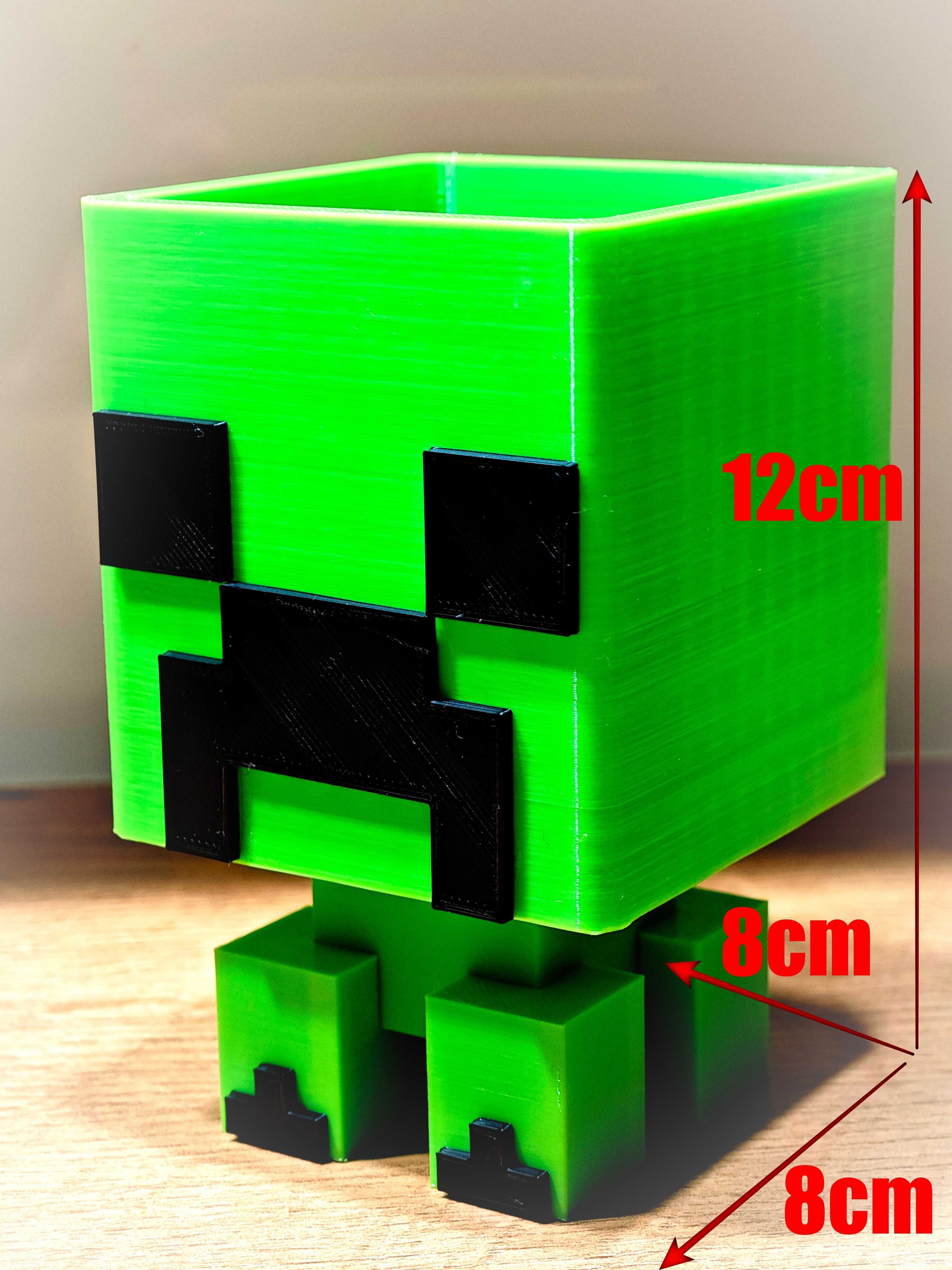 Minecraft organizer Creeper organizer neon zielony piekny nowy biurko