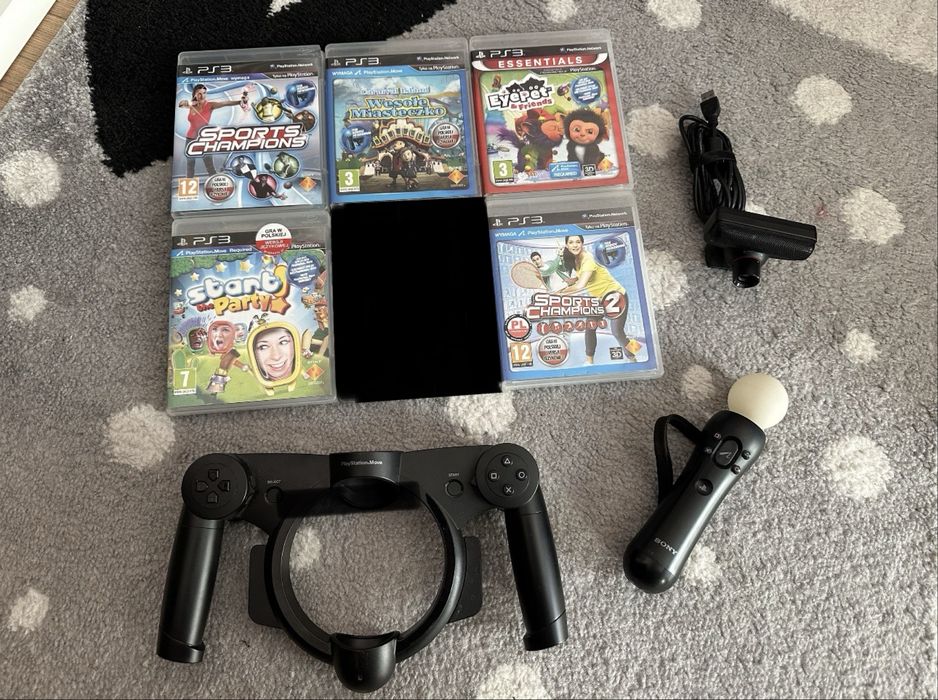 Duży zestaw PS Move, PS Wheel, kamera i 5 gier!