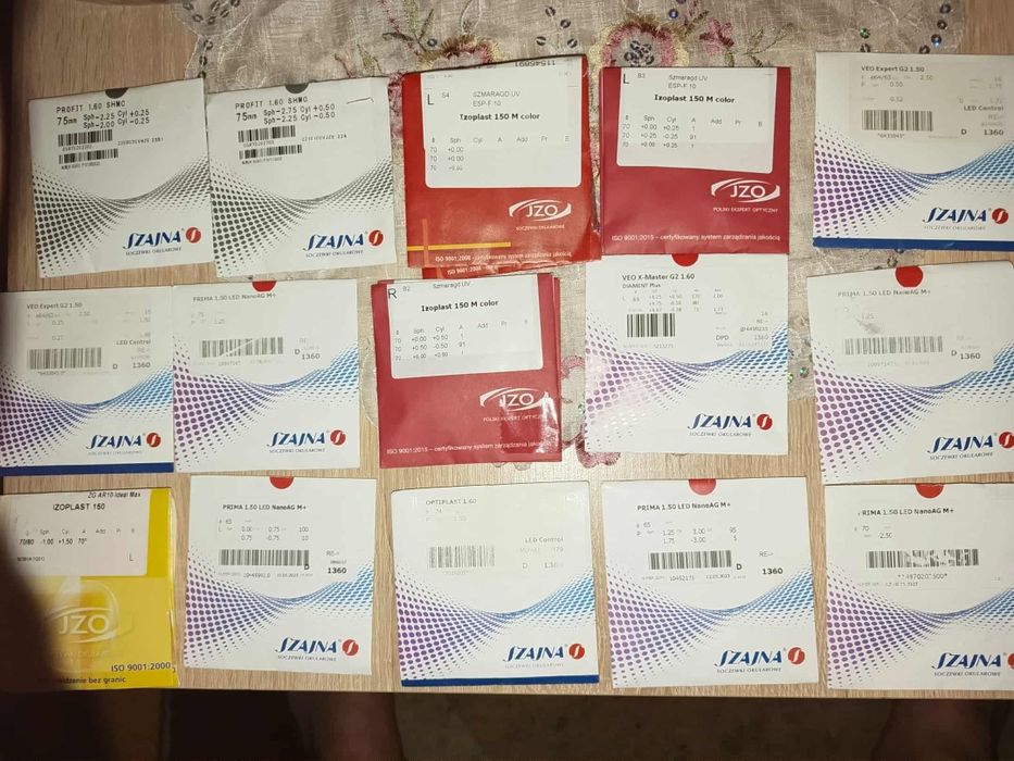 Szkła do okularów solidne nowe
