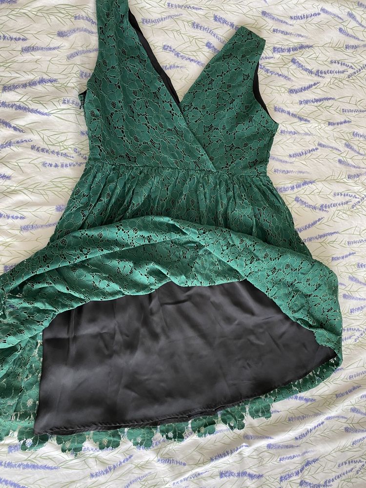 Vestido renda verde Zara