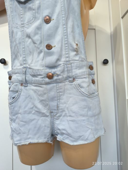 Ogrodniczki 38 M 12 L jeansowe krótkie spodenki na szelkach dżinsowe l