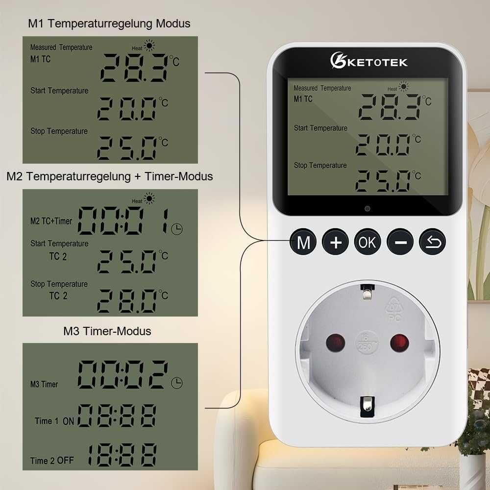 Nowy termostat / termoregulator /podgrzewacz/gniazdko /KETOTEK !A1211!