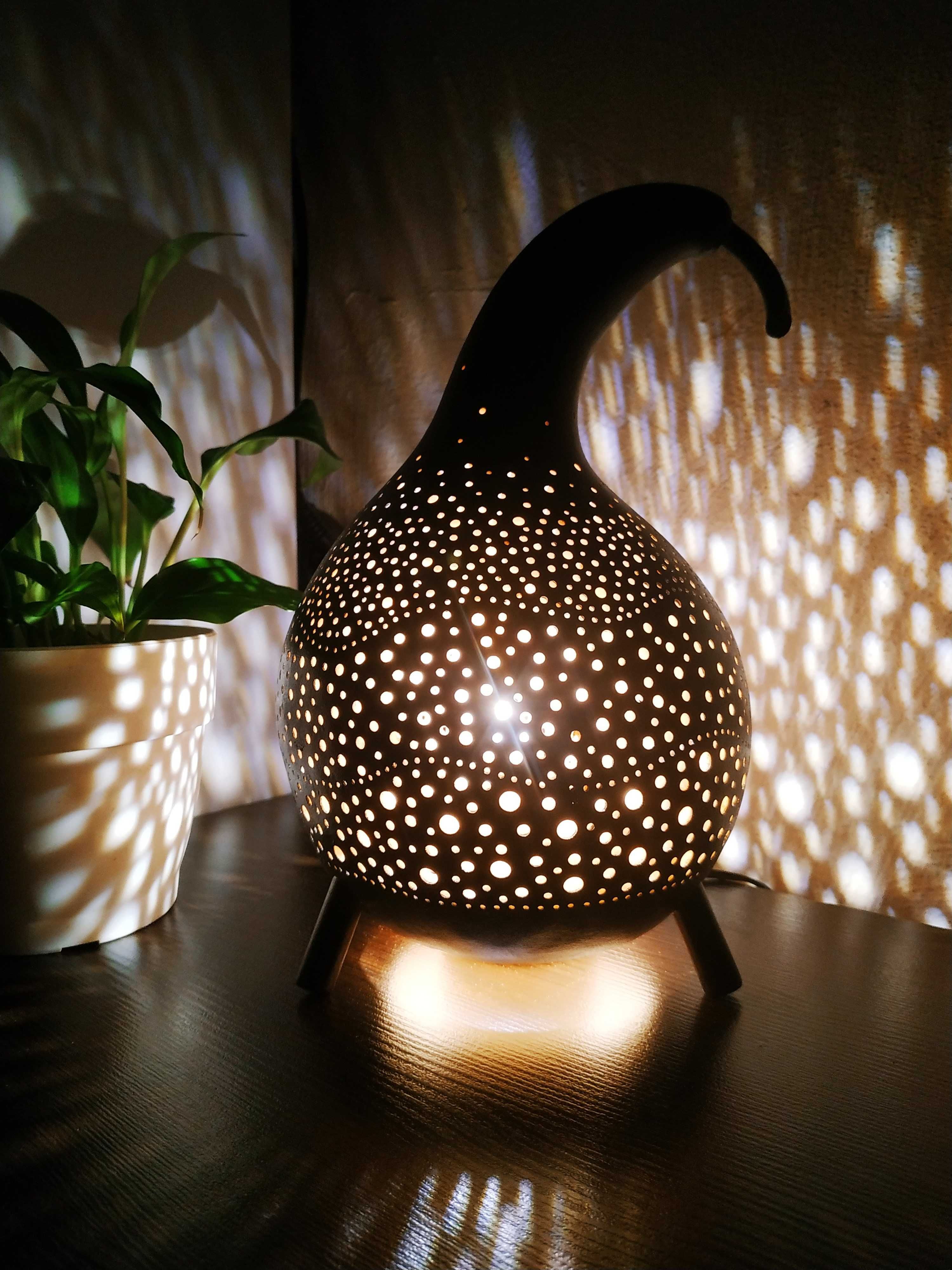 Lampa z tykwy, lampka z tykwy, rękodzieło, handmade