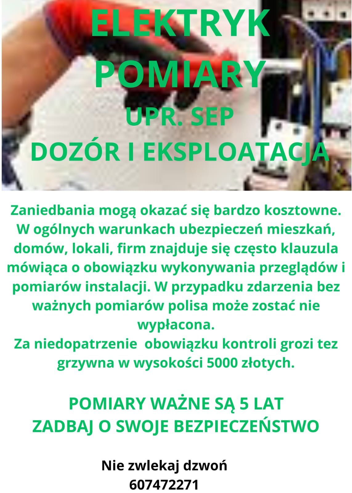 Elektryk Usługi elektryczne z pomiarami i przeglady instalacji gazowej