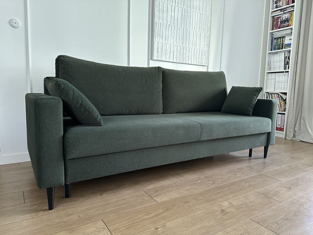 Zielona sofa 3-odobowa z funkcja spania