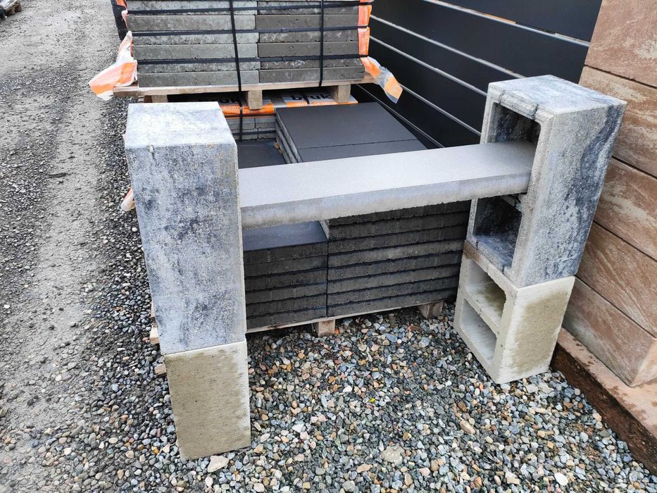 Taboret ławka siedzisko pustak beton ogrodzenie płyta tarasowa ogród