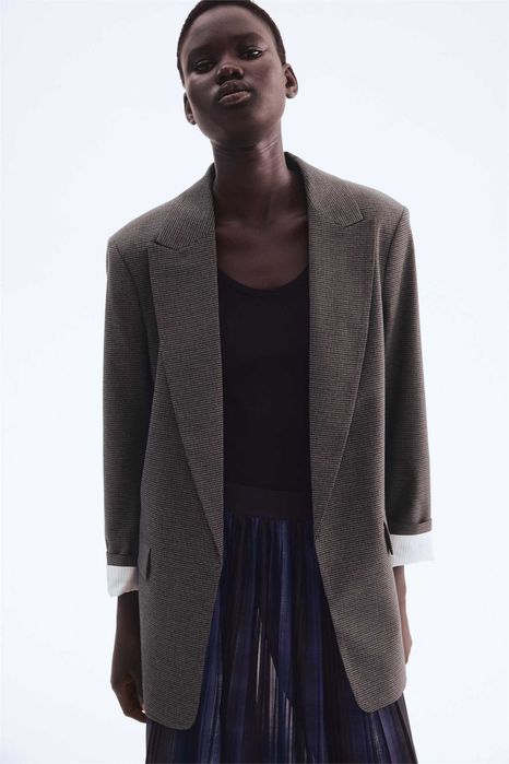 Marynarka M nowa kolekcja szara pepitka wiskoza PROMOCJA żakiet