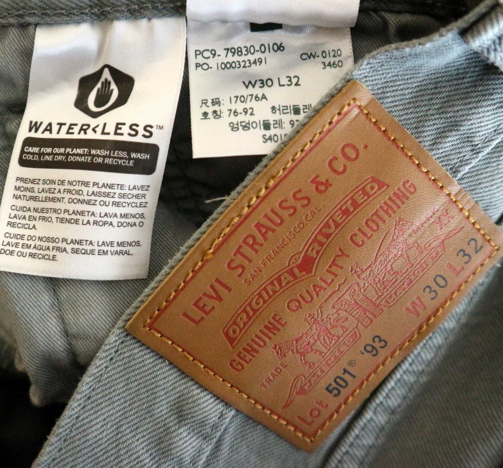 Levis 501 '93 spodnie jeansy W30 L32 pas 2 x 41 cm