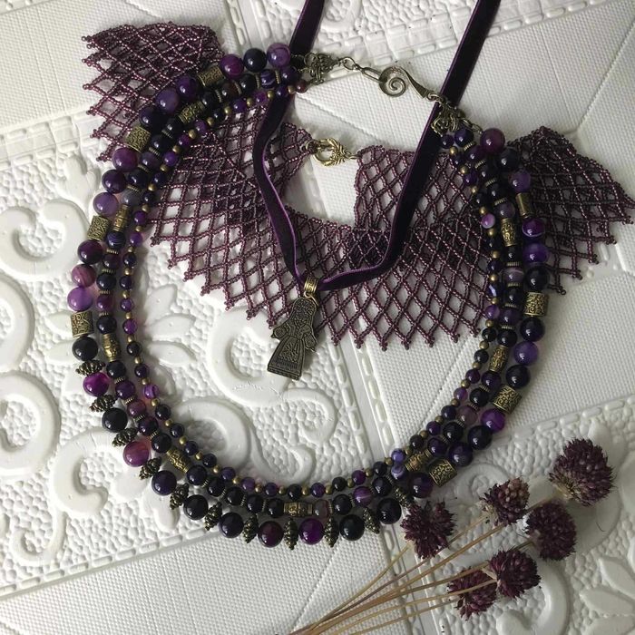 Набір прикрас в національному стилі "Лавандова ніч"