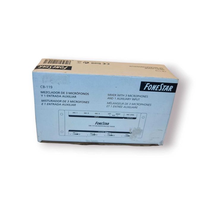 Misturador FoneStar CB-119 – 3 Entradas de Microfone + Entrada AUX