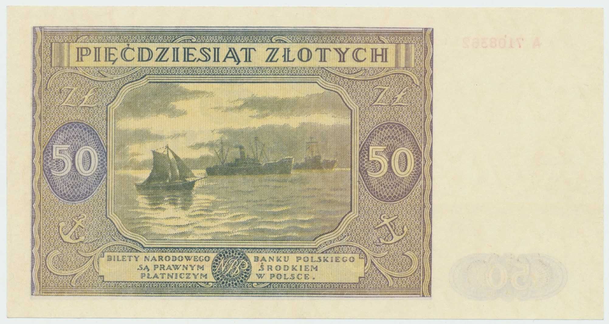 50 złotych 1946 UNC /1 Seria Pierwsza A