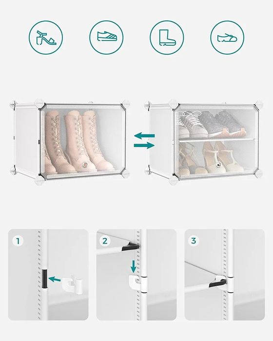 Modułowa szafka na buty organizer pudełka składane zestaw 6 SZT