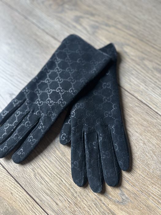 Rękawiczki GG czarne skórzane r. 6,5