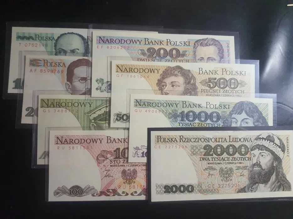 Zestaw banknotów PRL 8 szt. stan UNC