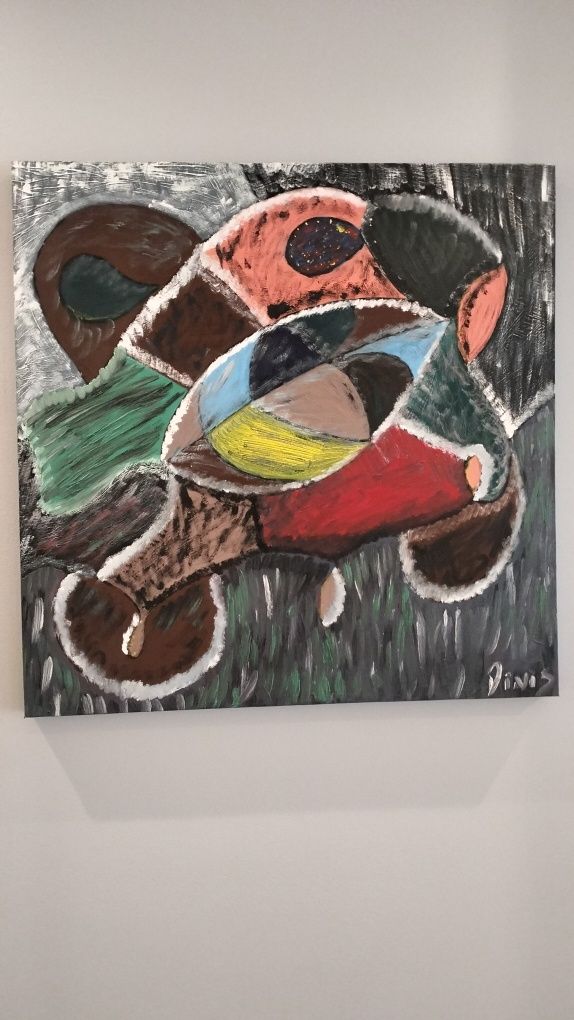 Tela abstrata original em óleo 60 cm por 60 cm
