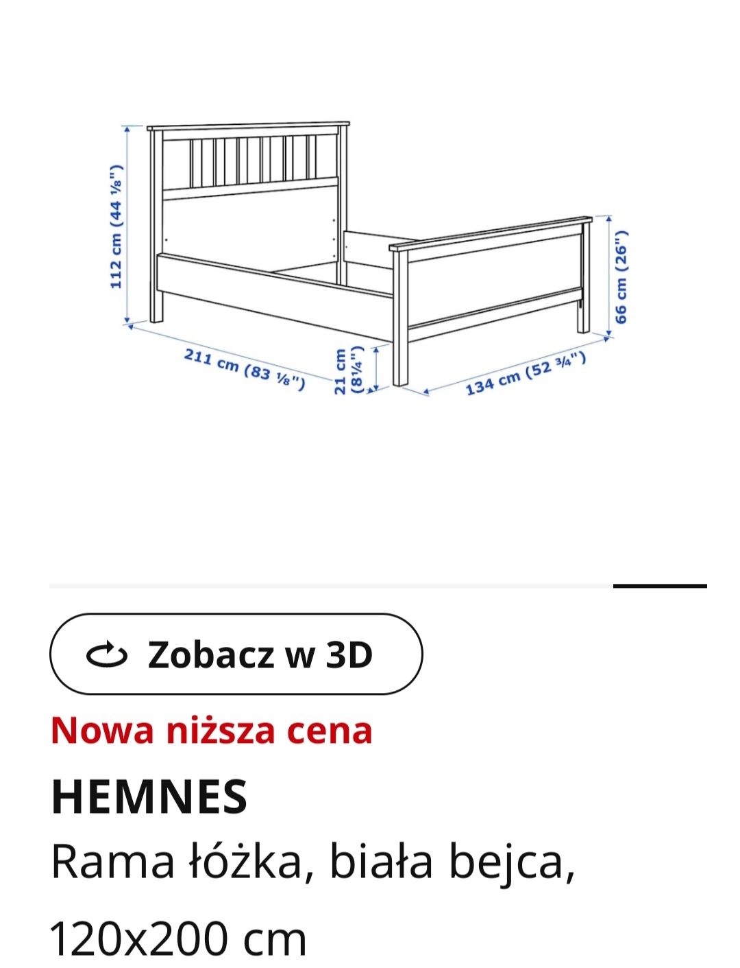 Łóżko Ikea Hemnes 120x200