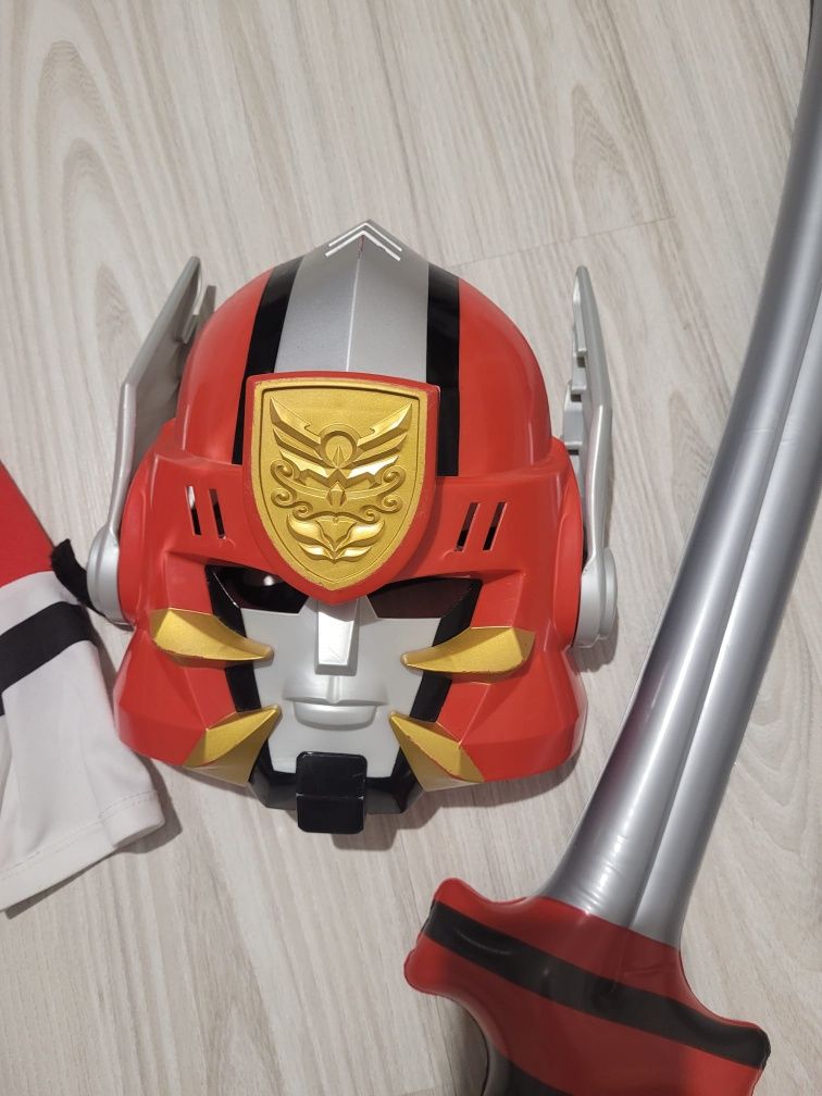 strój karnawałowy bal przebieranców power rangers samurai maska miecz