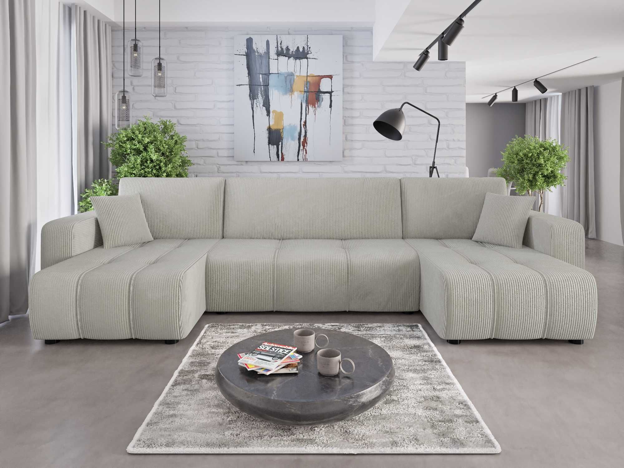 Narożnik Sofa Alice U funkcja spania pojemnik Poso105 sprezyna falista