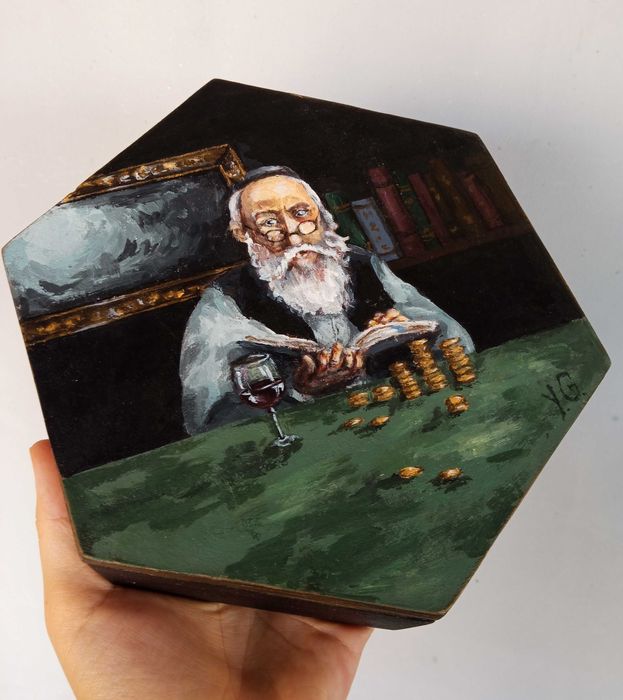 РУЧНАЯ РАБОТА картина иудаика  - деревянная шкатулка для украшений