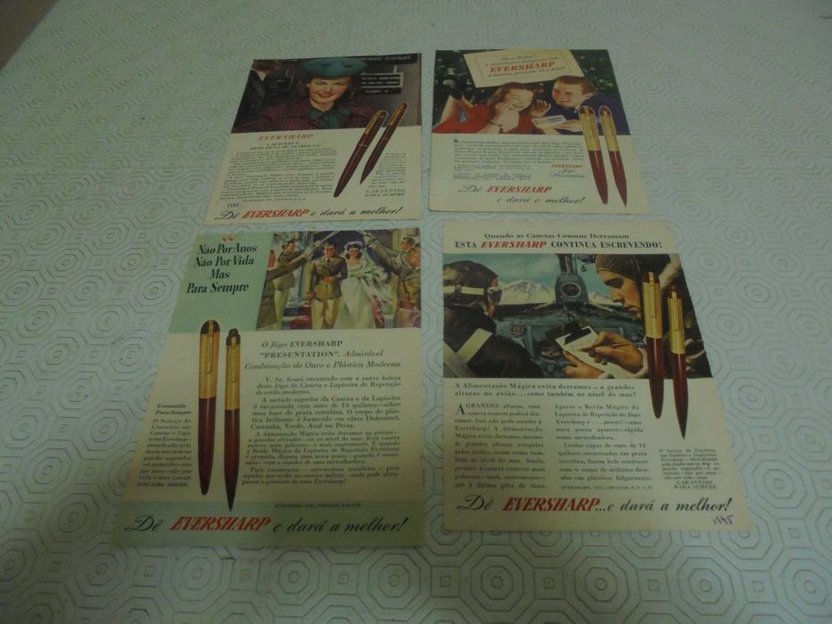 Publicidades de Canetas Eversharp dos anos 40 todas diferentes